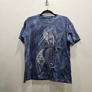 The Mountain Medium Blue Shirt Fairy Pixie Moon Tiger Clare Bertran Short Sleeve